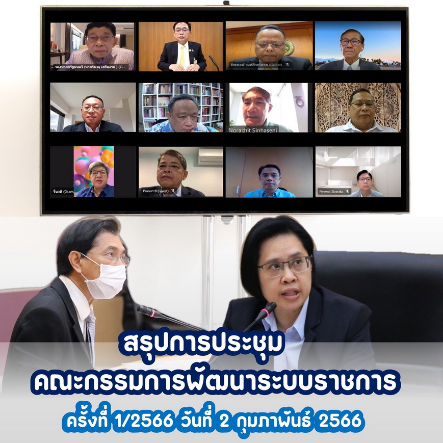 สำนักงาน ก.พ.ร. จัดการประชุมคณะกรรมการพัฒนาระบบราชการ (ก.พ.ร.) ได้ประชุมครั้งที่ 1/2566